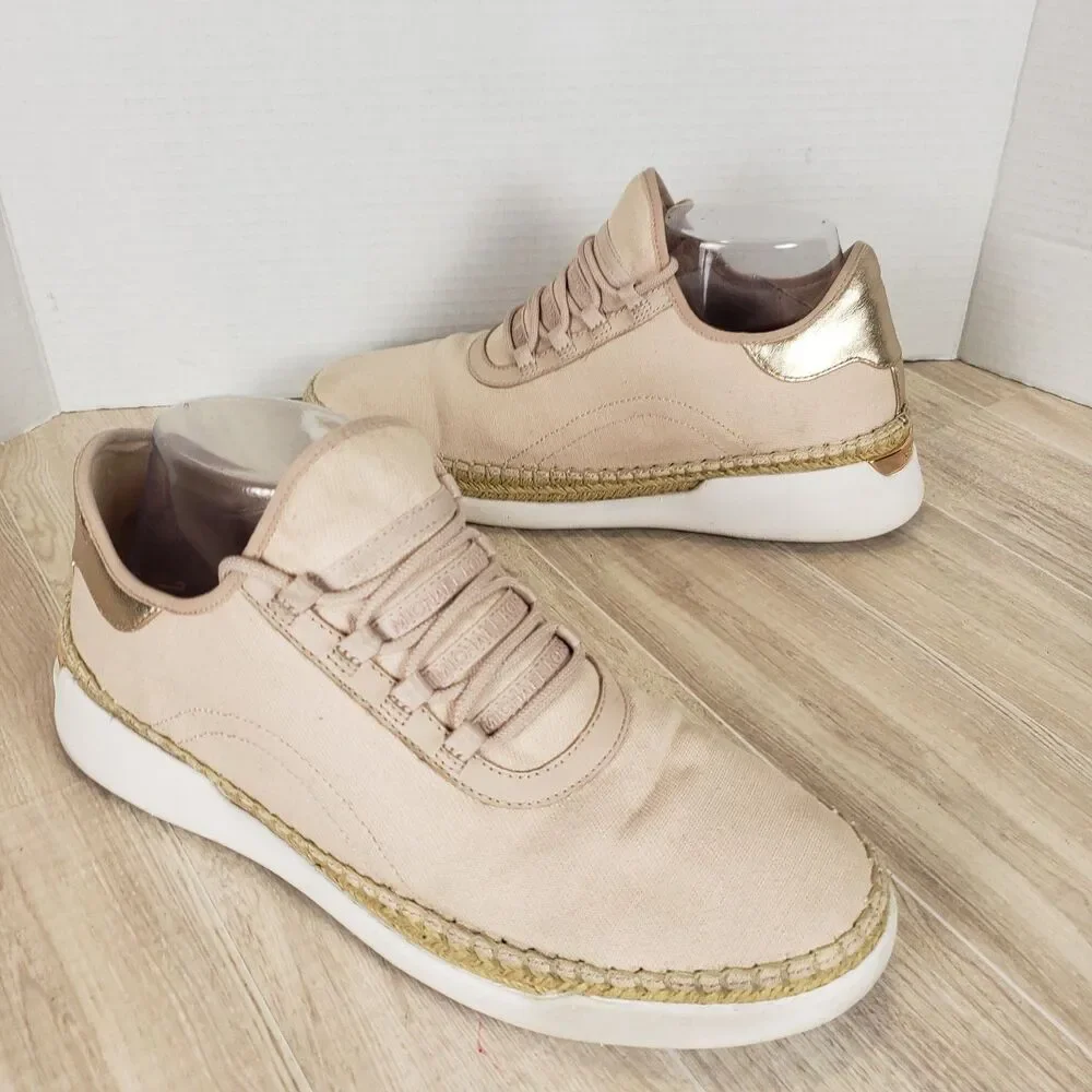 Michael Kors Finch Light Pink Canvas Leather Lace‑Up Sneakers Women’s 10M